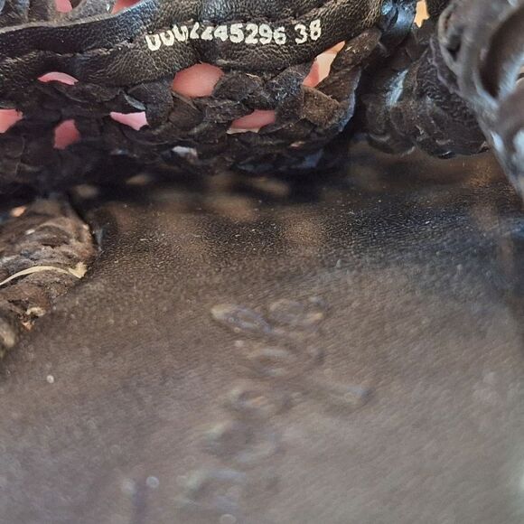 Free People sz 8 Black Leather Mirage Mule Flats Braided Sandal EU 38 Boho Comfy - Picture 12 of 16